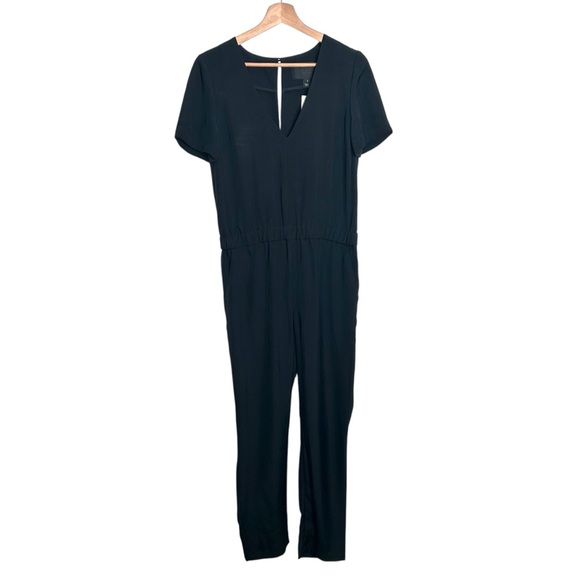J.Crew Collection Black Short Sleeve blouson-style waist Keyhole Jumpsuit Size 2 - Picture 4 of 12